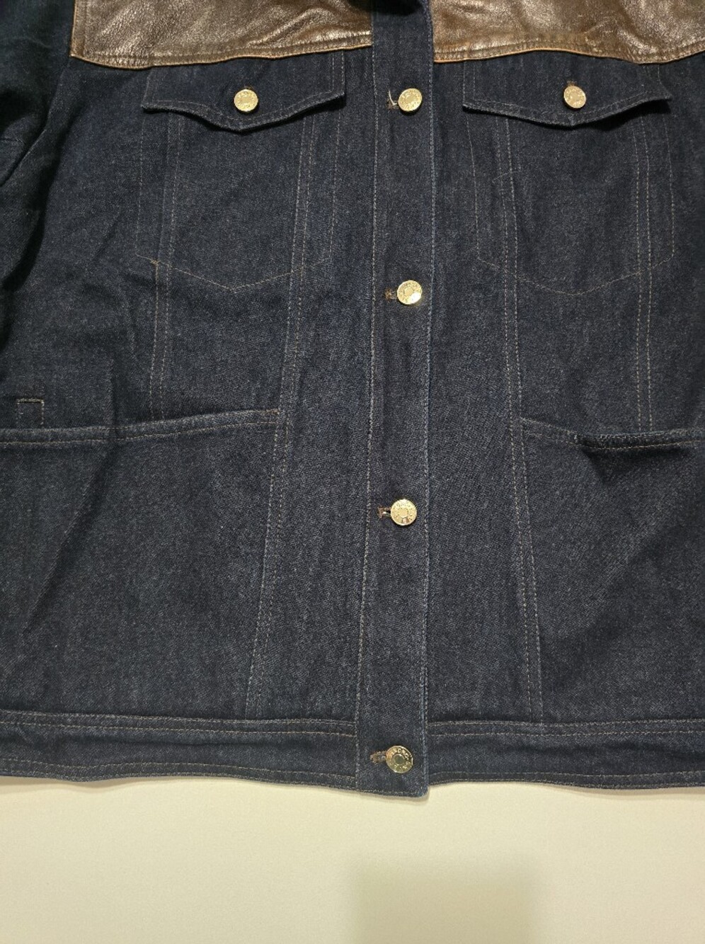 Sandro Raphael Denim Jacket With Leather Detail Long Sleeve Front Button Size L - Picture 4 of 16